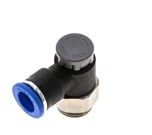 Flow Control Valve Meter-Out Elbow 10 mm - G3/8'' Brass/PA 66 Locknut