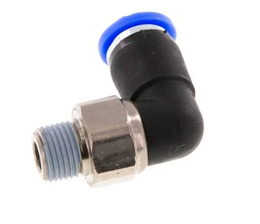 6mm & R1/8'' Elbow Swivel Joint Push-In-Male Threads Nickel-Plated Brass/PBT NBR Rotatable