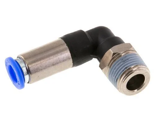 Push-In Fitting 8mm & R3/8'' Male Auto Shut-Off Elbow Brass/PBT 0-10bar (0-145psi)