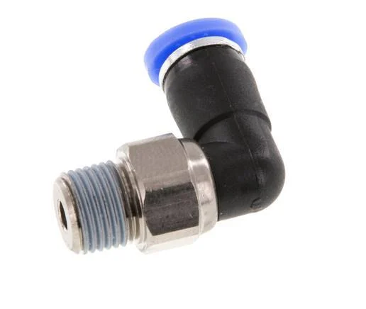 4mm & R1/8'' Elbow Swivel Joint Push-In-Male Threads Nickel-Plated Brass/PBT NBR Rotatable