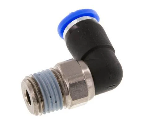 6mm & R1/4'' Elbow Swivel Joint Push-In-Male Threads Nickel-Plated Brass/PBT NBR Rotatable