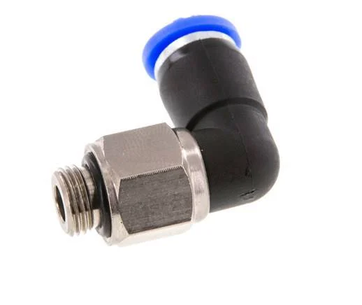 6mm & G1/8'' Elbow Swivel Joint Push-In-Male Threads Nickel-Plated Brass/PBT NBR Rotatable