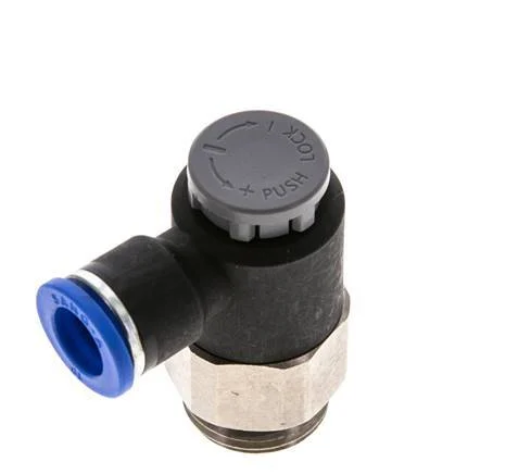 Flow Control Valve Meter-Out Elbow 10 mm - G1/2'' Brass/PA 66 Locknut