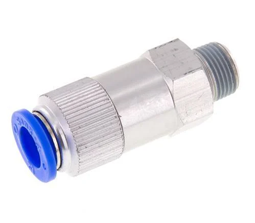 Push-In Check Valve 12mm & R3/8'' Male Aluminum 0.2-10bar (3-145psi) Thread-Hose