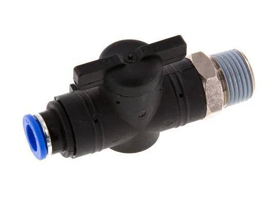 2-Way Straight Ball Valve 10 mm - R1/2'' Plastic/Brass