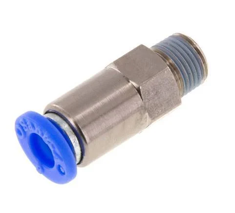 Push-In Check Valve 6mm & R1/8'' Male Brass/PBT 0.2-10bar (3-145psi) Hose-Thread