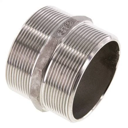 Double Nipple G2 1/2'' Stainless Steel Flat Seal 16bar (224.8psi) 78mm Hex