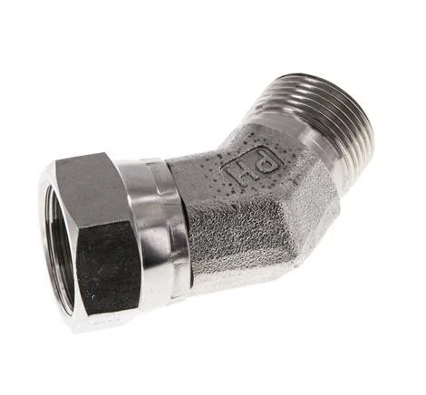 45deg Angled Fitting G3/4'' Female x Male High Pressure Stainless Steel 60° Cone 175bar (2458.75psi) Hydraulic