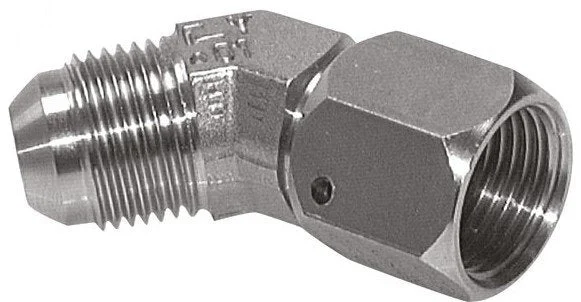 45deg JIC Angled Fitting UN 1-7/8''-12 (Dash Size 24) Male x Female Stainless Steel 100bar (1405.0psi)