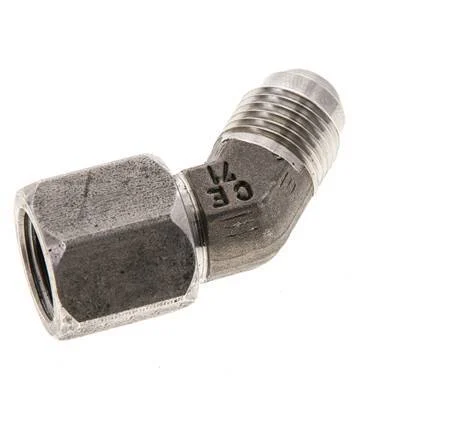 45deg JIC Angled Fitting UNF 9/16''-18 (Dash Size 6) Male x Female Stainless Steel 275bar (3863.75psi)