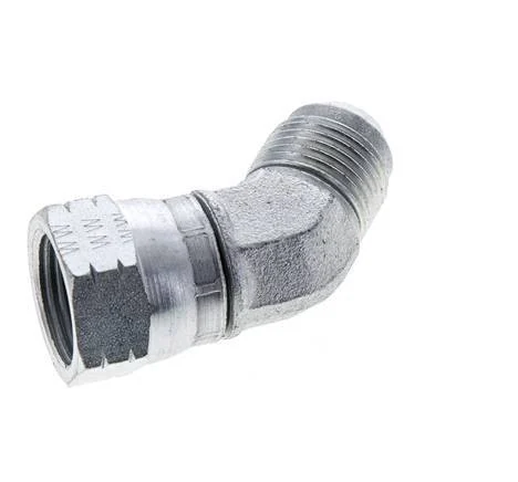 45deg JIC Angled Fitting UNF 7/8''-14 (Dash Size 10) Male x Female Steel 210bar (2950.5psi)