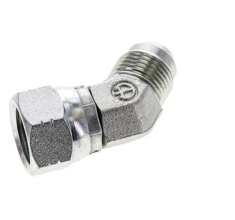 45deg JIC Angled Fitting UNF 3/4''-16 (Dash Size 8) Male x Female Steel 275bar (3863.75psi)