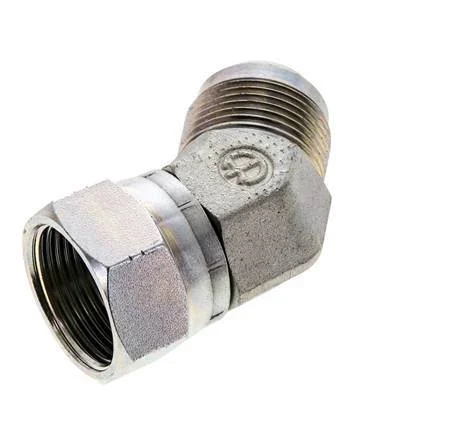 45deg JIC Angled Fitting UN 1-5/16''-12 (Dash Size 16) Male x Female Steel 170bar (2388.5psi)