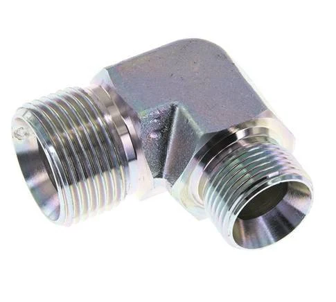 90deg Angled Reducing Fitting G3/4'' x G1'' High Pressure Steel 60° Cone 225bar (3161.25psi) Hydraulic