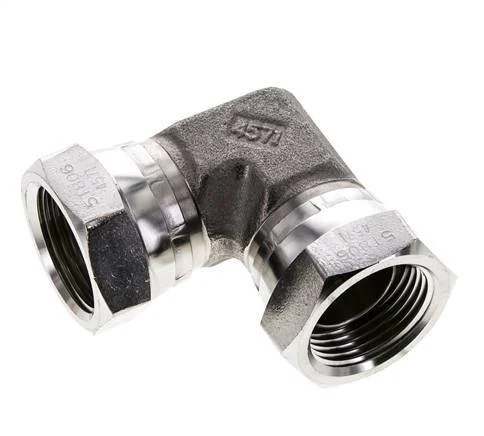 90deg Angled Fitting G1'' Female High Pressure Stainless Steel 60° Cone 150bar (2107.5psi) Hydraulic