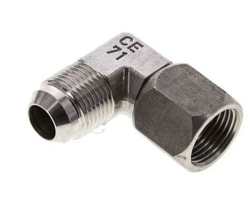 90deg JIC Angled Fitting UNF 7/8''-14 (Dash Size 10) Male x Female Stainless Steel 210bar (2950.5psi)