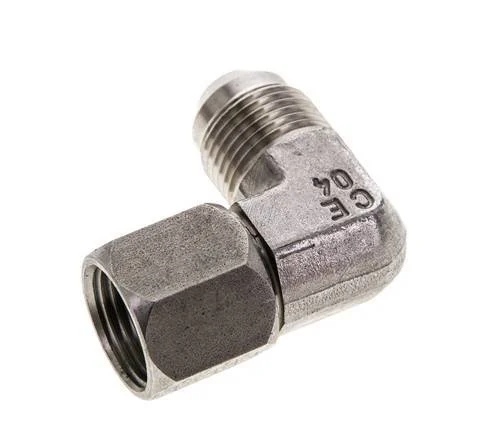 90deg JIC Angled Fitting UNF 3/4''-16 (Dash Size 8) Male x Female Stainless Steel 275bar (3863.75psi)
