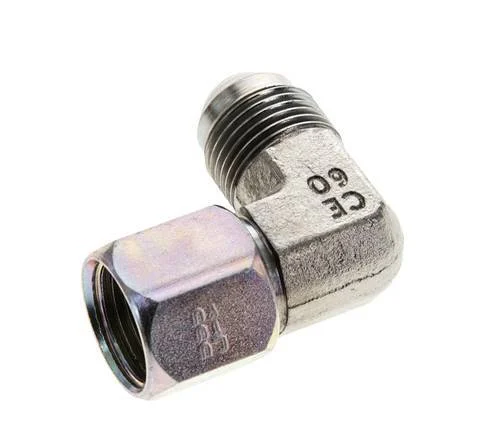 90deg JIC Angled Fitting UNF 3/4''-16 (Dash Size 8) Male x Female Steel 275bar (3863.75psi)