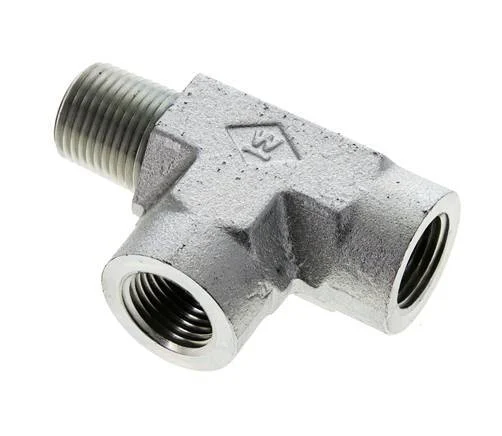 Tee Fitting 1/2'' NPT Male x Female Steel 210bar (2950.5psi)