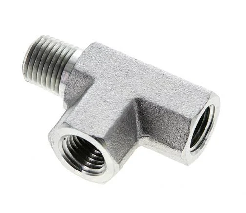 Tee Fitting 1/4'' NPT Male x Female Steel 275bar (3863.75psi)