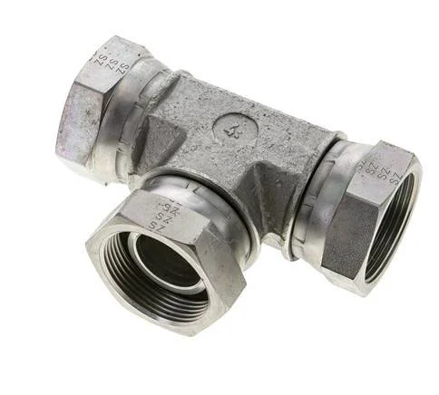 Tee Fitting G1 1/2'' Female Steel Hydraulic 125bar (1756.25psi)