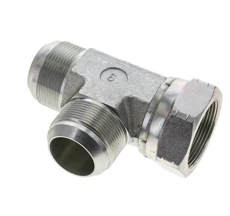 JIC Tee Fitting UN 1-7/8''-12 (Dash Size 24) Female x Male Steel 170bar (2388.5psi)