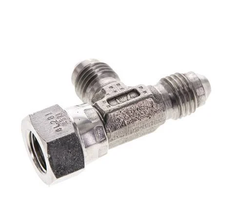 JIC Tee Fitting UNF 7/16''-20 (Dash Size 4) Female x Male Stainless steel 350bar (4917.5psi)