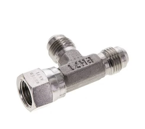 JIC Tee Fitting UNF 9/16''-18 (Dash Size 6) Female x Male Stainless steel 350bar (4917.5psi)