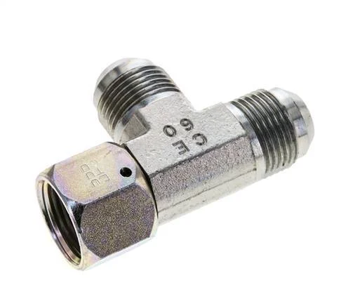 JIC Tee Fitting UN 1-1/16''-12 (Dash Size 12) Female x Male Steel 350bar (4917.5psi)
