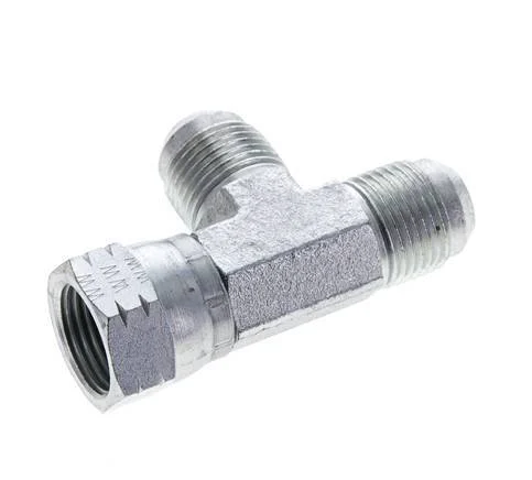 JIC Tee Fitting UNF 7/8''-14 (Dash Size 10) Female x Male Steel 350bar (4917.5psi)