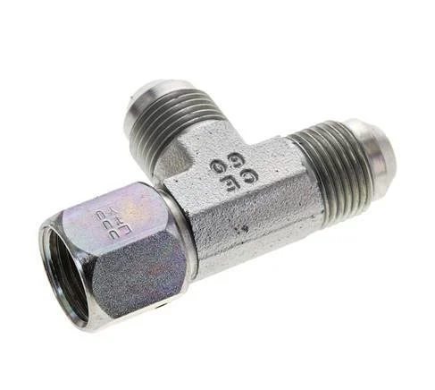 JIC Tee Fitting UNF 3/4''-16 (Dash Size 8) Female x Male Steel 350bar (4917.5psi)
