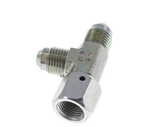 JIC Tee Fitting UNF 1/2''-20 (Dash Size 5) Female x Male Steel 350bar (4917.5psi)