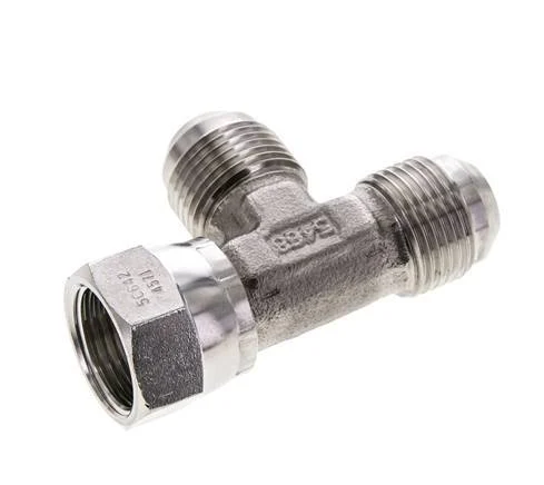 JIC Tee Fitting UN 1-1/16''-12 (Dash Size 12) Female x Male Stainless steel 350bar (4917.5psi)