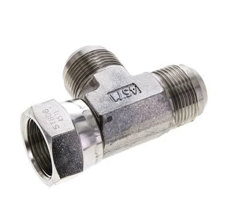 JIC Tee Fitting UN 1-5/16''-12 (Dash Size 16) Female x Male Stainless steel 250bar (3512.5psi)