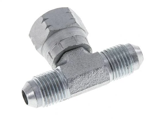 JIC Tee Fitting UNF 1/2''-20 (Dash Size 5) Male x Female Steel 350bar (4917.5psi)