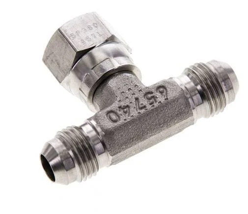JIC Tee Fitting UNF 9/16''-18 (Dash Size 6) Male x Female Stainless steel 350bar (4917.5psi)