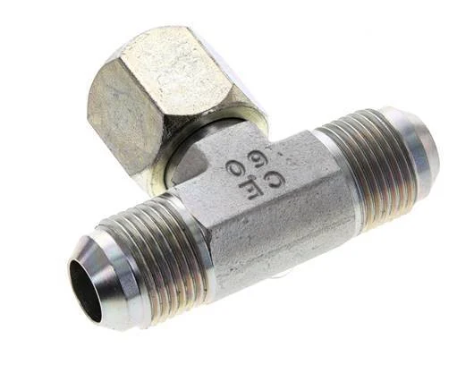 JIC Tee Fitting UNF 7/8''-14 (Dash Size 10) Male x Female Steel 350bar (4917.5psi)