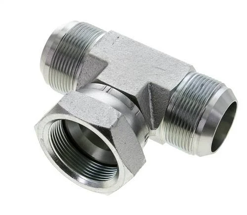 JIC Tee Fitting UN 1-7/8''-12 (Dash Size 24) Male x Female Steel 170bar (2388.5psi)
