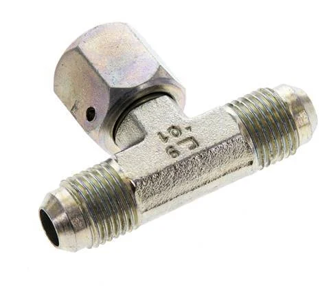JIC Tee Fitting UNF 9/16''-18 (Dash Size 6) Male x Female Steel 350bar (4917.5psi)