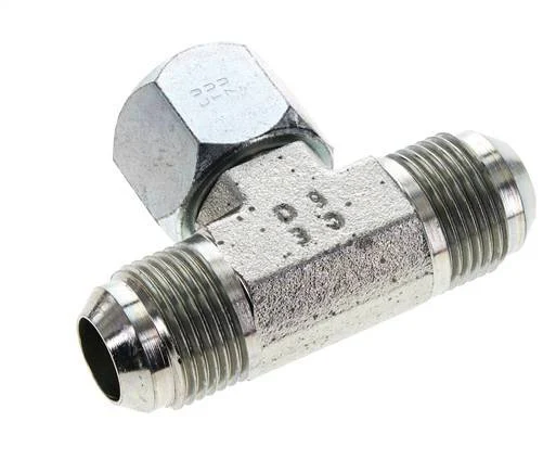 JIC Tee Fitting UN 1-1/16''-12 (Dash Size 12) Male x Female Steel 350bar (4917.5psi)