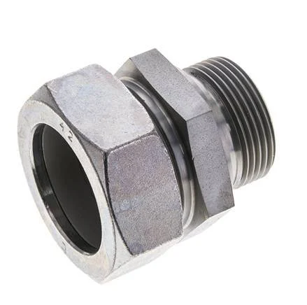 G 1 1/4'' Male x 42L Zinc plated Steel Straight Cutting Ring with FKM Seal 160 Bar DIN 2353