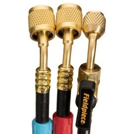 Fieldpiece HR3C Refrigerant Hose Set Combo with 1/4" low loss and 1/4" ball valve