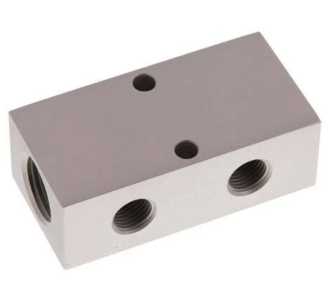2xG 1/2'' x 4xG 1/4'' Aluminium Distributor Block Double-sided 16 Bar