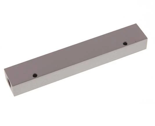 2xG 1/4'' x 6xG 1/8'' Aluminium Distributor Block One-sided 16 Bar