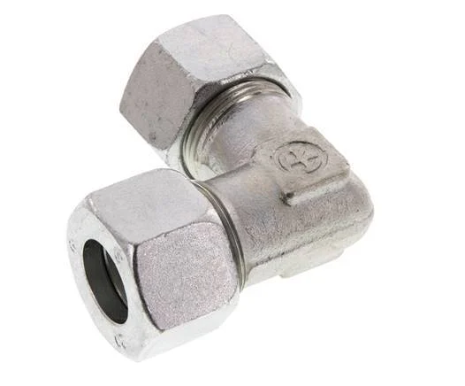 20S Zinc plated Steel 90 deg Elbow Cutting ring 400 Bar DIN 2353