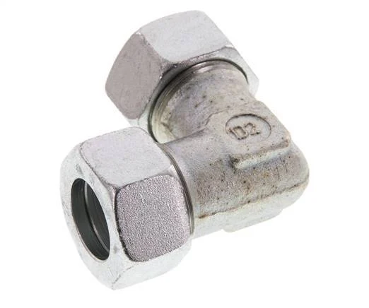 22L Zinc plated Steel 90 deg Elbow Cutting ring 160 Bar DIN 2353
