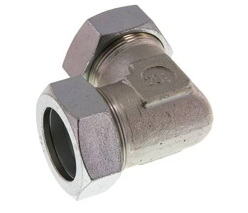42L Zinc plated Steel 90 deg Elbow Cutting ring 160 Bar DIN 2353