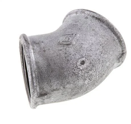 Rp 1 1/2'' Zinc plated Cast iron 45 deg Elbow Fitting 25 Bar