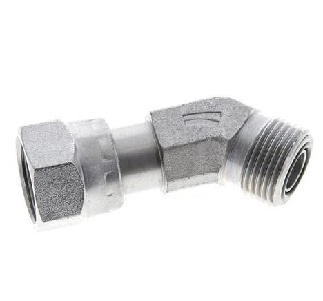 UN 13/16''-16 x UN 13/16''-16 F/M Zinc plated Steel 45 deg Elbow Fitting ORFS 630 Bar - Hydraulic