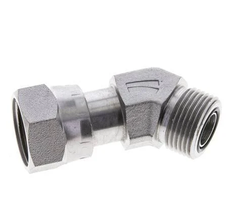 UNS 1''-14 x UNS 1''-14 F/M Zinc plated Steel 45 deg Elbow Fitting ORFS 400 Bar - Hydraulic